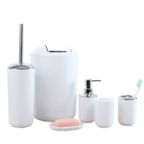 6PCS Bathroom Accessories Set Soap Dispenser Toothbrush Holder White