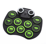 Roll Up Electronic Drum Kit Portable with Bluetooth and Dual Speakers Green