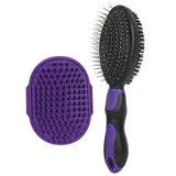 2PCS Pet Grooming Brushes Deshedding Bath Brush for Dogs Cats & Horses Purple