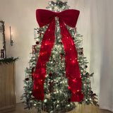 Large Velvet Bow for Christmas Tree Topper Wedding & Party Decorations Red