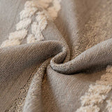 Striped Chenille Throw Blanket Sofa Couch Cover for Living Room Light Gray