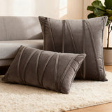 2PCS Velvet Stripe Cushion Covers Decorative Throw Pillow Cases for Sofa & Home Decor Gray