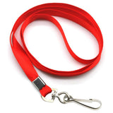 50PCS ID Badge Lanyards Polyester Flat with 360 Swivel Hooks Red