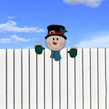Christmas Fence Peeker Decoration Christmas Theme DIY Outdoor Garden Fence Signs for Home Yard Decoration Style 2
