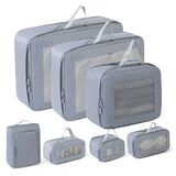 7Pcs Compression Packing Cubes Set – Travel Luggage Organizer Bags for Suitcases Grey