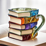 300ml Painted Book Mug Novelty Glass Coffee Cup for for Book Lover Style 2