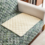 Leaves Printed T-Shaped Sofa Cover Non Slip Couch Cover Sofa Slipcover Furniture Protector Dark Green