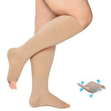 Pair of Compression Sock Wide Calf Leg Support Sleeves Nude