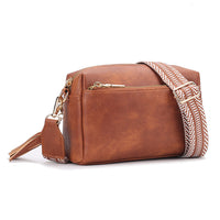 Crossbody Purse for Women Zipper Cell Phone Handbag with Adjustable Guitar Strap Brown