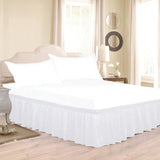 Wrap Around Bed Skirts Dust Ruffles Bed Skirt with Adjustable Elastic Belt White