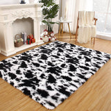 Cute Furry Pastel Rug Soft Fluffy Carpet for Living room Black and White