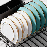 Stainless Steel Over Sink Dish Drying Rack Expandable with Utensil Holder Black