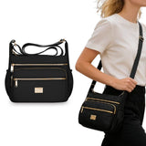 Ladies Crossbody Bag Shoulder Messenger Bag with Multiple Pockets Black