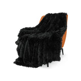 Shaggy Faux Fur Throw Blanket Plush Decorative Couch Sofa Blanket Black