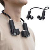 Easy Attached Detachable Fan Neck Handheld Dual 2000mAh Battery Black