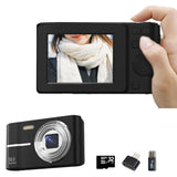 Digital Camera with 32GB TF Card 16X Digital Zoom Auto Focus Vlogging Camera for Students Beginners Black
