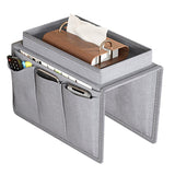Sofa Armrest Tray Organizer Couch Arm Storage Caddy for Drink Remote Control Cellphone Gray