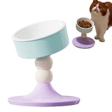 Adjustable Elevated Cat Bowl Ceramic Anti-Tip Pet Feeder Purple