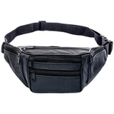 Multi-pocket Fanny Pack Leather Waist Bag Bum Bag Black