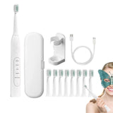 Sonic Electric Toothbrush with 8 Replaceable Wave-Shaped Soft Brush Heads White