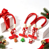 3PCS Red Christmas Wrist Straps Phone Case Lanyards and Keychains Style1