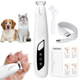 Pet Hair Trimmer Electric Clipper Rechargeable with LED Light for Pets White