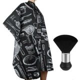 Hair Cutting Cape with Neck Duster Brush Large Size Salon Barber Cape for Men Women Black
