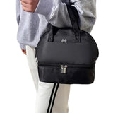 Insulated Lunch Bag with Dual Compartment Leakproof Cooler Tote for Work Office Picnic Black