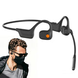 Open-Ear Air Conduction Headphones Wireless with Noise Canceling Mic for Sports Office Black