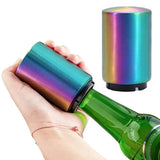 Automatic Bottle Cap Opener Stainless Steel Push Down Beer Opener with Cap Retention Function Multicolor