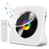 Bluetooth CD Player for Home Desktop Stereo Music Player with LED Display with Remote Control for Bedroom Living Room White