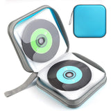 Water-Resistant 40-Disc CD Storage Case Hard Shell CD Holder with Individual Sleeves Zipper Organizer for Music Games Data Discs Light Blue