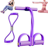 2-in-1 Resistance Band Set 6-Tube Pedal Puller 8-Shape Resistance Band for Home Office Travel Workouts Purple