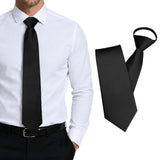 Pre-Tied Zip Necktie 8cm for Men Wedding Business Formal Black