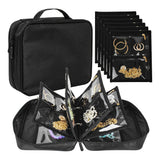 Jewellery Organiser with 6 Zipper Pouches Portable Jewellery Storage Case with Clear Windows Black