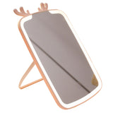 LED Makeup Mirror Touch Control USB Rechargeable Vanity Mirror with 3 Light Modes Pink