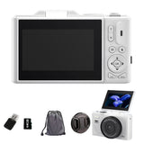 5K Digital Camera 180-Degree Flip Screen 18X Digital Zoom Video Recording Camera with 64GB TF Card White