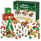 Christmas Advent Calendar Building Block Set for Adults with Tree Reindeer & Sleigh Train Style 2