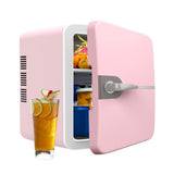 6L Mini Fridge for Drinks 12V Small Refrigerator for Home Office Dorm Car Pink