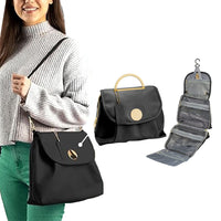 Women Travel Toiletry Bag with Hanging Hook Travel Sling Bag Black