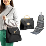Women Travel Toiletry Bag with Hanging Hook Travel Sling Bag Black