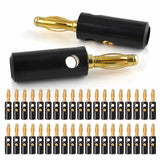 40 PCS Connector 4mm Gold Plated Banana Audio Speaker Plugs for Audio Black