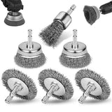 6 PCS Wire Brush for Drill Coarse Carbon Steel Crimping Wire Wheel Brush