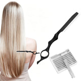 Hair thinning Razor Hairdressing Thinning Shaper Comb Styling Razor / 10 Blades Black
