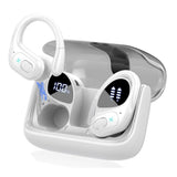 Wireless Bluetooth Headphone Sport Earbuds Stereo Over Ear Earphone with Earhook White