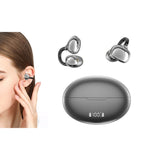 Bluetooth Open Ear Clip-On Earbuds Wireless Headphones for Sports Black