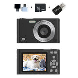 48MP Digital Camera for Beginners 1080P HD Video 16X Zoom Selfie Camera with 32GB TF Card Black