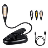 3-Color Modes Clip-On Reading Lamp with Flexible Gooseneck USB Rechargeable Night Light for Desk Books Single-Head