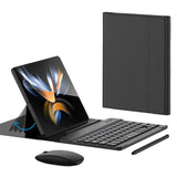 Bluetooth Keyboard Leather Case with Wireless Mouse & Stylus for Samsung Galaxy Z Fold 7/6/5 Black