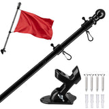 4-Section Flag Pole Kit for House Flags 5.25ft Metal Flagpole with 360-Degree Rotating Rings for Home Porch Yard Garden Black